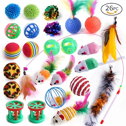 

26PCS Interactive Toy Ropes Cat Toys Set Cat Pet Exercise Releasing Pressure Plastic & Metal Gift Pet Toy Pet Play