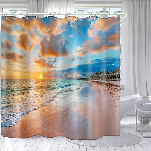 

sunset beach serie digitaltrykk dusjforheng dusjgardiner kroker moderne polyester ny design 70 tommer