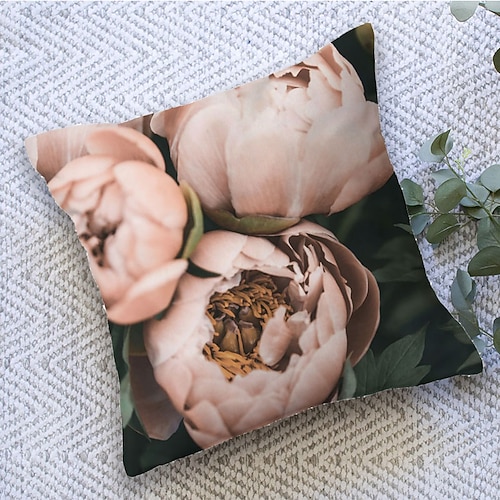 

Floral Double Side Cushion Cover 1PC Soft Decorative Square Throw Pillow Cover Cushion Case Pillowcase for Bedroom Livingroom Superior Quality Machine Washable Outdoor Cushion for Sofa Couch Bed Chair Garden Theme