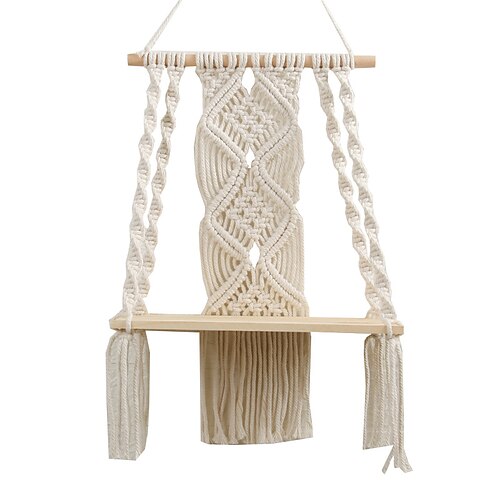 

1 stk håndvævet macrame vægtapet hængende boheme boho kunst indretning bryllupsgave hjem soveværelse stue dekoration nordisk håndlavet kvast bomuld