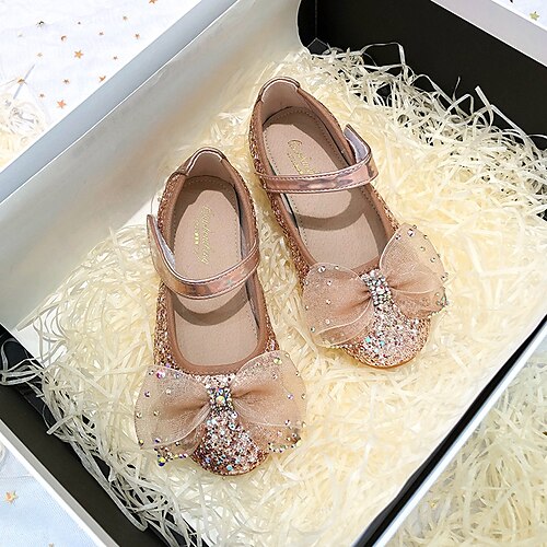 

Girls' Flats Glitters Mary Jane Flower Girl Shoes Princess Shoes Synthetics Glitter Crystal Sequined Jeweled Little Kids(4-7ys) Big Kids Daily Rhinestone Golden Silver Summer / Rubber