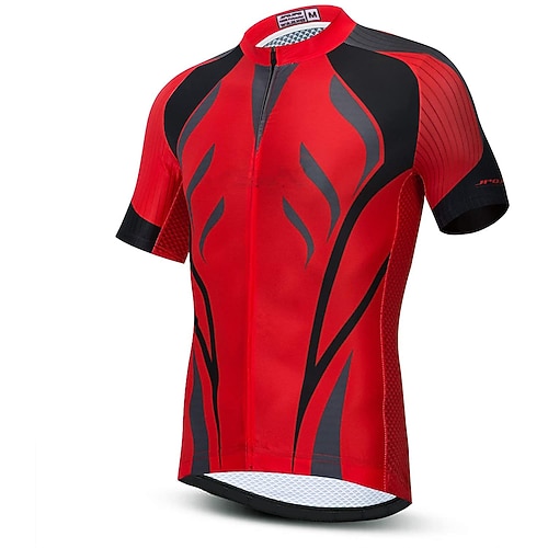 

21Grams Men's Cycling Jersey Short Sleeve Bike Top with 3 Rear Pockets Mountain Bike MTB Road Bike Cycling Breathable Quick Dry Soft Back Pocket Red Graphic Polyester Spandex Sports Clothing Apparel