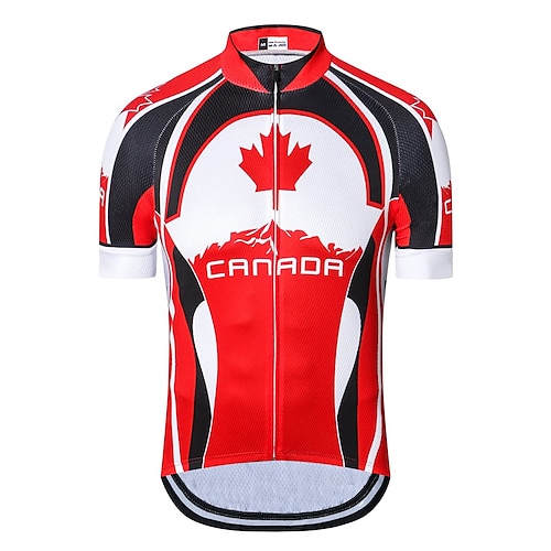 

21Grams Men's Cycling Jersey Short Sleeve Bike Top with 3 Rear Pockets Mountain Bike MTB Road Bike Cycling Breathable Quick Dry Soft Back Pocket Black Red Canada Polyester Spandex Sports Clothing