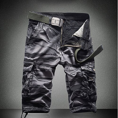

Men's Casual / Sporty Cargo Shorts Tactical Cargo Cargo Shorts Zipper Pocket Knee Length Pants Sport Casual Micro-elastic Camouflage Solid Color Cotton Blend Breathable Quick Dry Mid Waist ArmyGreen