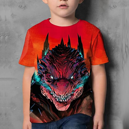 

Kids Boys T shirt Animal 3D Print Short Sleeve Active 4-12 Years Summer Red