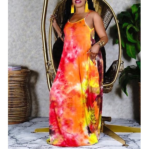 

Women's Plus Size T Shirt Dress Tee Dress Graphic Crew Neck Sleeveless Spring Summer Hot Fashion Maxi long Dress Dress