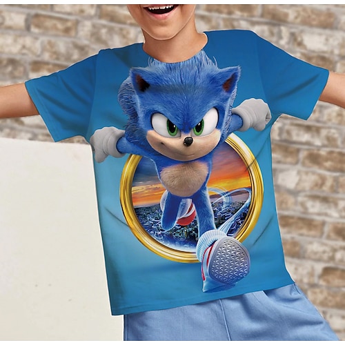 

Bambino Da ragazzo maglietta Pop art Stampa 3D Manica corta Attivo 4-12 anni Estate Blu