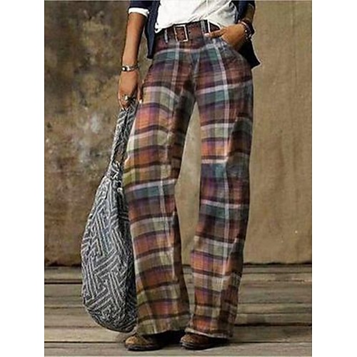 

Dame Slacks Bukser Poset Regnbue Medium Talje Chino Geometrisk S M L XL XXL