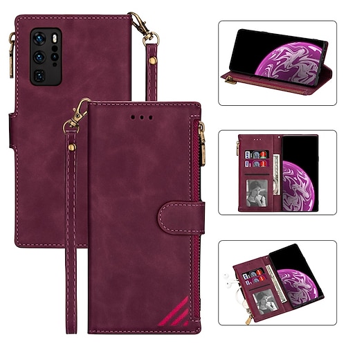 

Zipper Wallet Leather Case For Huawei P40 P30 Lite Pro P20 Lite Mate 30 Pro Mate 20 lite P Smart Honor 30 Pro Honor 30S Enjoy 9 Magnetic Flip Folio Full Body Protective Cover with Card Slots Kickstand