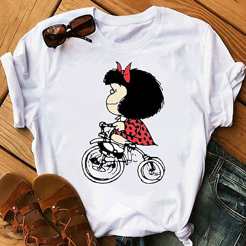 

Inspired by Mafalda Cosplay Cartoon Manga Back To School Print Harajuku Graphic Kawaii T-shirt For Men's Women's Adults' Hot Stamping Polyester / Cotton Blend