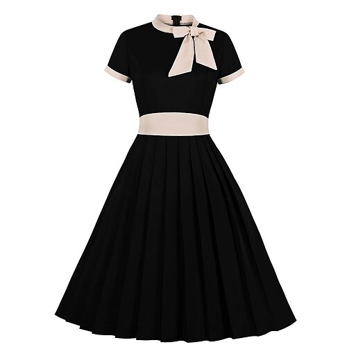 

Audrey Hepburn Retro Vintage 1950s Cocktail Dress Vintage Dress Dress A-Line Dress Tea Dress Prom Dress Women's Costume Wine / Black / Dark Green Vintage Cosplay Party Daily Wear Short Sleeve Knee