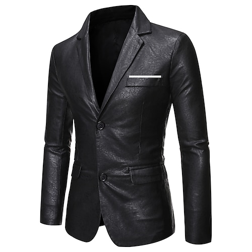 

Herre Mote Blazer jakke Normal Skreddersydd Ensfarget Single Breasted To-knapper Svart Rød kaffe 2023