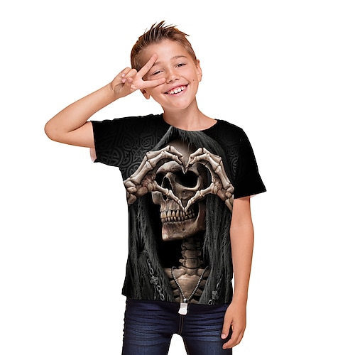

Kids Boys T shirt Graphic 3D Print Short Sleeve Active 3-12 Years Summer Black