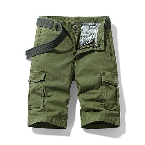 

Men's Cargo Shorts Multi Pocket Multiple Pockets Solid Color Comfort Breathable Knee Length Casual Daily Fashion Streetwear Black Blue