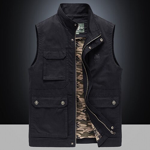 

Men's Fishing Vest Hiking Vest Military Tactical Jacket Sleeveless Jacket Coat Top Outdoor Quick Dry Lightweight Breathable Multi Pockets Autumn / Fall Spring khaki Black Army Green Hunting Fishing