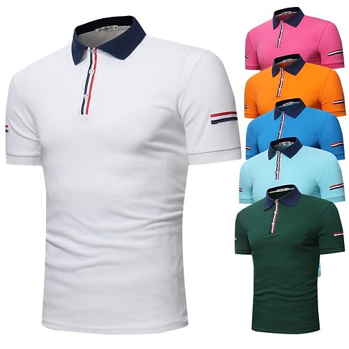 

Men's T shirt Hiking Tee shirt Golf Shirt Short Sleeve Tee Tshirt Top Outdoor Quick Dry Lightweight Breathable Sweat wicking Spring Summer Light Blue White Blue Hunting Fishing Climbing