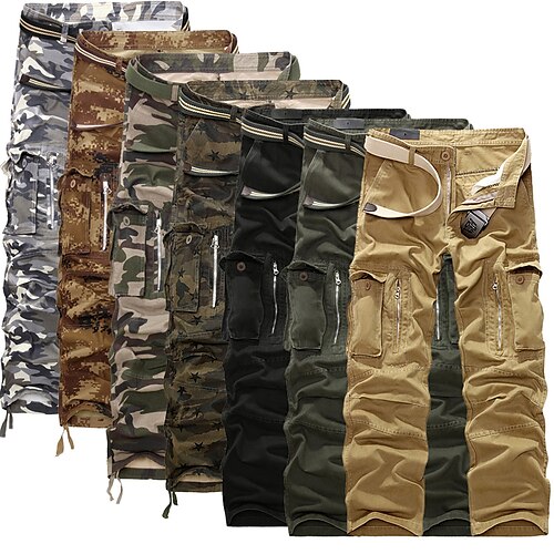 

Men's Cargo Pants Tactical Trousers Work Pants Patchwork Multi Pocket Print Camouflage Solid Colored Outdoor Full Length Casual Daily Cotton Basic Tactical Slim Yellow camouflage Black Inelastic
