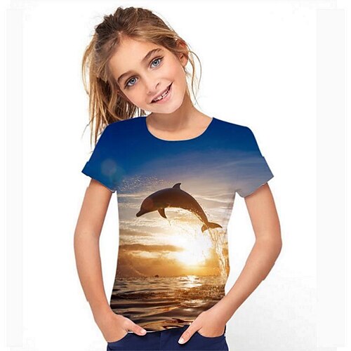 

Kids Girls' T shirt Graphic 3D Print Short Sleeve Active 3-12 Years Rainbow