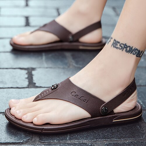 

Men's Unisex Sandals Flat Sandals Slingback Sandals Casual Beach Outdoor Daily Walking Shoes Synthetics Non-slipping Wear Proof Booties / Ankle Boots Black Brown Fall Summer