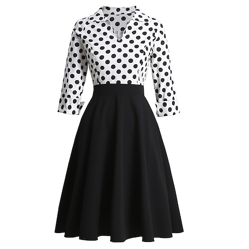 

Audrey Hepburn Retro Vintage Anos 50 vestido de férias Vestido Coquetel Vestidos Vestido Flare Mulheres Ocasiões Especiais Vintage Cosplay Roupa Diária Encontro Manga Longa Vestido Carnaval