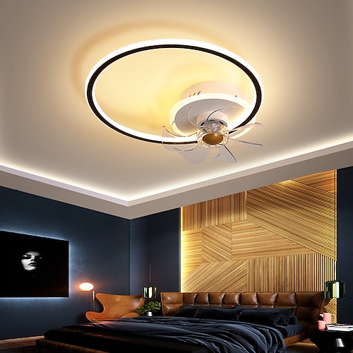 

LED Ceiling Fan Light Circle Design BlackGold White Black 45cm Ceiling Fan Aluminum Modern Style Classic Novelty Painted Finishes LED Nordic Style 220-240V 110-120V