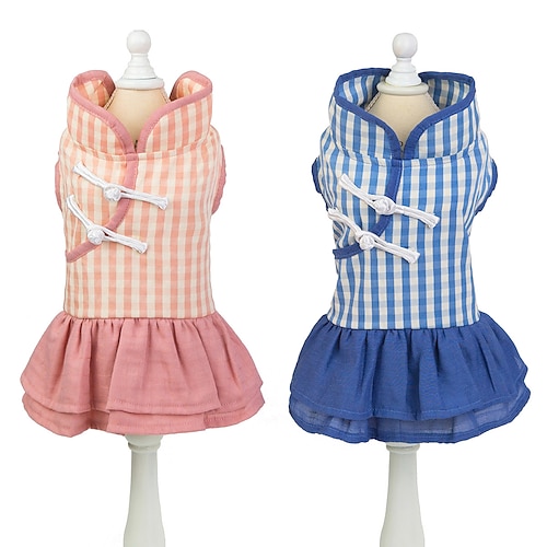 

Dog Cat Dress Plaid / Check Adorable Cute Dailywear Casual / Daily Dog Clothes Puppy Clothes Dog Outfits Breathable Blue Pink Costume for Girl and Boy Dog Cotton XS S M L XL