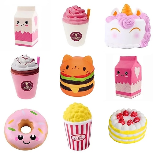 

Anti-stress Squishy Hamburger Milkshake Stress Relief Antistress Surprise Jokes Squish Slow Rising Gift Squshy Popcorn Toys 5 pcs