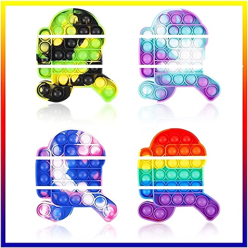 

4 Packs Push Pop Bubble Sensory Fidget Toys It Autism Anxiety Special Needs Stress Reliever Squeeze Silicone Cute Big ADHD Cheap Tie Dye Fidgetget Popits Cool Poop Game Poppop Fidgettoys