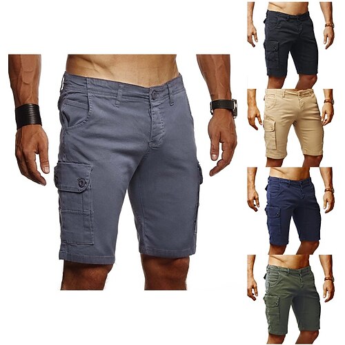 

Men's Hiking Shorts Hiking Cargo Shorts Military Solid Color Summer Outdoor 12 Loose Ripstop Quick Dry Multi Pockets Lightweight Cotton Knee Length Shorts Bottoms Dark Gray Khaki Dark Navy Black