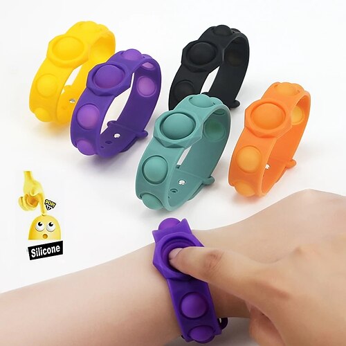 

2 pcs New Mini Wristband Bracelet Fidget Toys Pack for Adult Men Women Silicone Relieve Anti Stress Hand Push Bubbles Squeeze Toy Gift