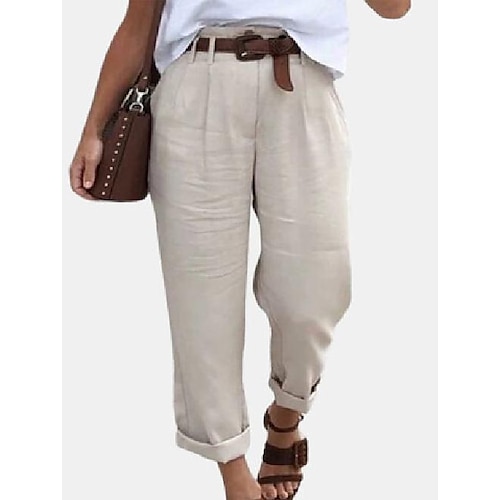 

pockets solid color casual pants