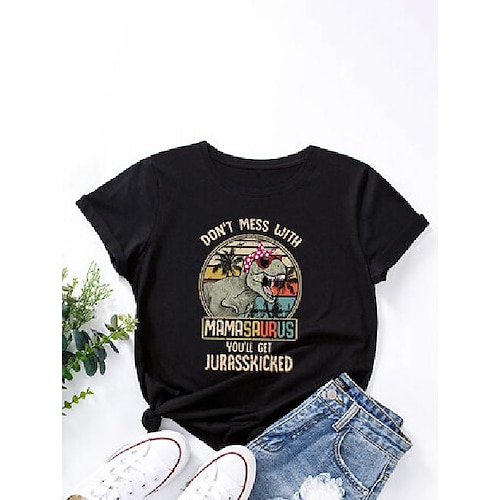 

cartoon dinosaur print o-neck t-shirt