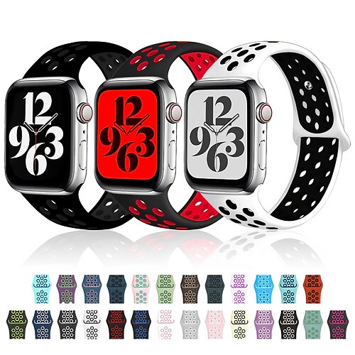 

1 pcs Smart Watch Band for Apple iWatch Series 8 7 6 5 4 3 2 1 SE 38/40/41mm 42/44/45mm Silicone Smartwatch Strap Soft Breathable Sport Band Modern Buckle Replacement Wristband