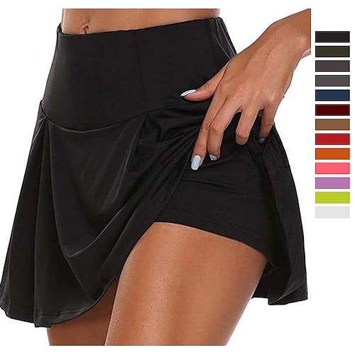 

Women's Running Skirt with Tights Running Skirt 2 in 1 Liner High Waist Shorts Outdoor Sports & Outdoor Breathable Soft Quick Dry Yoga Fitness Gym Workout Sportswear Activewear Solid Colored