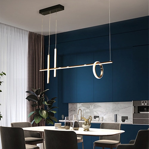 

LED Pendant Light Kitchen Island Light Black Gold Modern 90cm Chandelier Metal Artistic Style Stylish Painted Finishes 220-240V