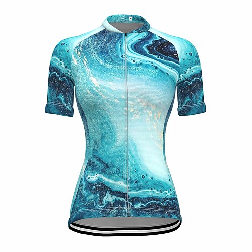 

21Grams Women's Cycling Jersey Short Sleeve Bike Jersey Top with 3 Rear Pockets Mountain Bike MTB Road Bike Cycling Fast Dry Breathable Quick Dry Moisture Wicking Blue Polyester Spandex Sports