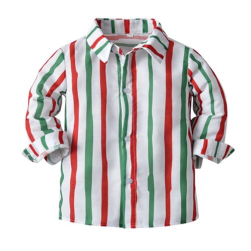 

Chemise Chemisier Garçon Enfants Manches Longues Bande Arc-en-ciel Coton Enfants Hauts Toutes les Saisons basique Décontracté / Quotidien Ecole Décontracté Quotidien Coupe Standard 2-8 ans