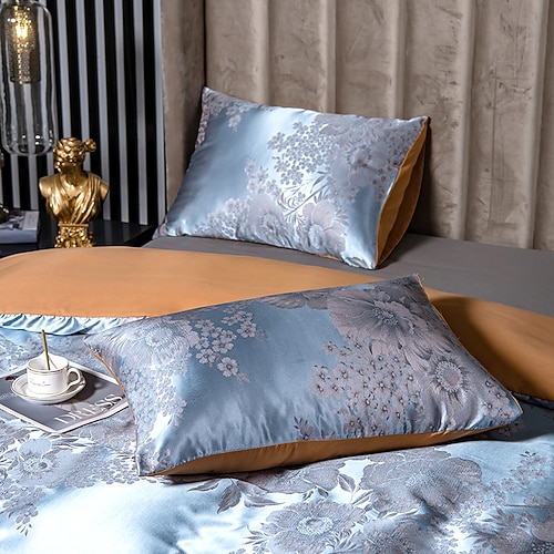 

2 Pcs 5075cm Pillowcase Bed Pillow Shams Cover Like Satin Silk Blue for Hair and Skin Ultra Soft And Premium Quality