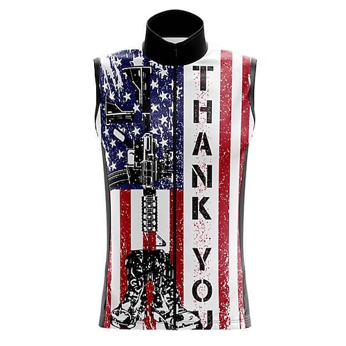 

21Grams Women's Cycling Jersey Sleeveless Bike Jersey Top with 3 Rear Pockets Mountain Bike MTB Road Bike Cycling Fast Dry Breathable Quick Dry Moisture Wicking Red Blue American / USA National Flag