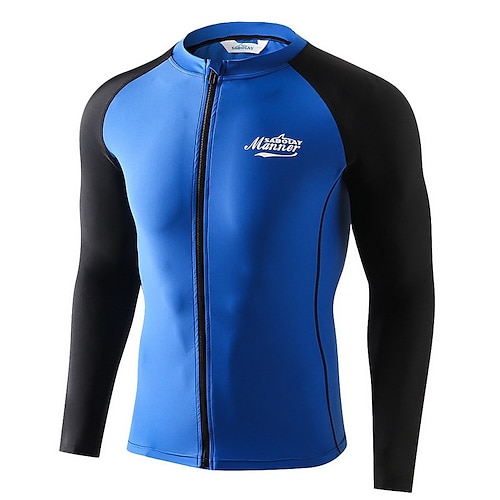 

Men's Rash Guard UV Sun Protection UPF50 Breathable Long Sleeve Sun Shirt Swim Shirt Front Zip Swimming Surfing Beach Water Sports Patchwork Autumn / Fall Spring / Stretchy / Quick Dry / Lightweight