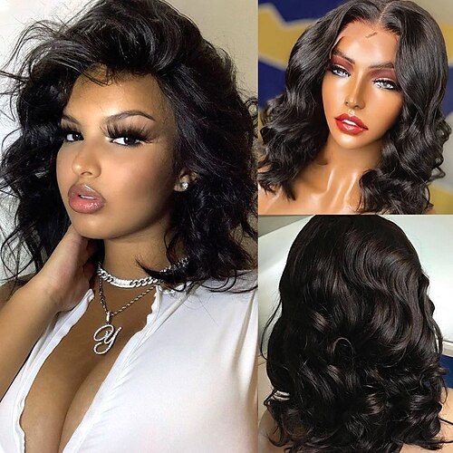 

150 Density 13x4 Lace Body Wave Short Bob Wigs Ocean Wave Lace Front Human Hair Wigs Brazilian Lace Frontal Wigs