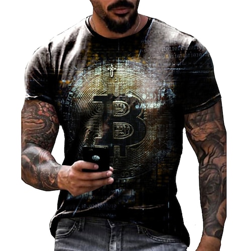 

Men's T shirt Tee Shirt Tee Letter Graphic Prints Round Neck Blue Gray Black 3D Print Daily Holiday Short Sleeve Print Clothing Apparel Designer Casual Big and Tall / Summer / Summer