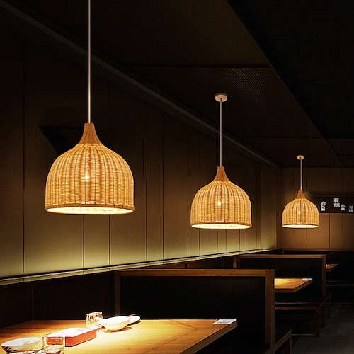 

1-Light 30 cm Designers Pendant Light Metal Wood / Bamboo Chrome Chic & Modern 110-120V / 220-240V