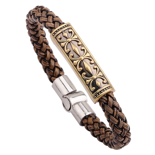 

men's snake print bracelet magnet bracelet leather woven punk bracelet