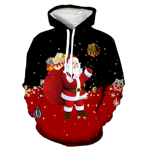 

Inspired by Christmas Santa Claus Christmas Trees Hoodie Cartoon Back To School 3D Harajuku Graphic Kawaii Hoodie For Men's Women's Adults' Polyester / Cotton Blend