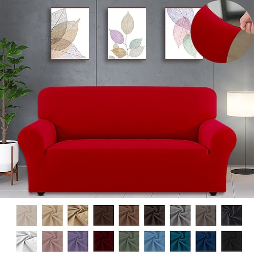 

Stretch Sofa Cover Slipcover Elastic Sectional Couch Armchair Loveseat 4 or 3 seater L shaped Sofa Furniture Protector Anti-Slip Cover Soft Washable