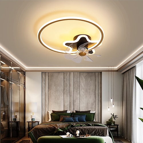 

LED Ceiling Fan Light Modern Circle Star Black&Gold Black&White 45cm 55cm Aluminum Vintage Style Modern Style Classic Painted Finishes LED Nordic Style 220-240V 110-120V