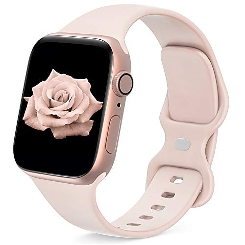 

jingmax sport band compatible with apple watch band 38mm 40mm 42mm 44mm for women men, soft silicone strap replacement wristband for iwatch series se/6/5/4/3/2/1