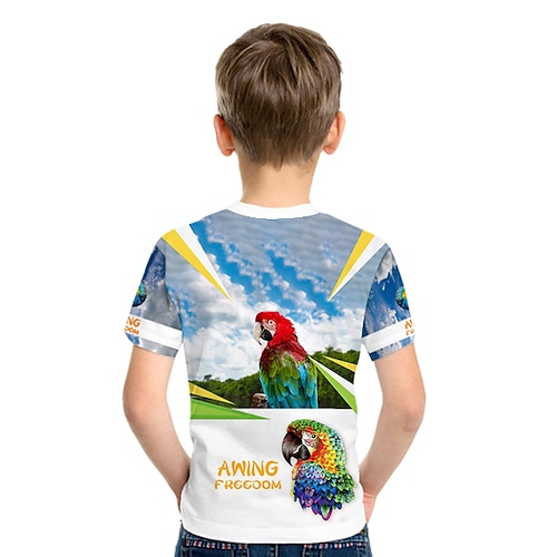 

Kids Boys T shirt Animal 3D Print Short Sleeve Active 3-12 Years Summer White