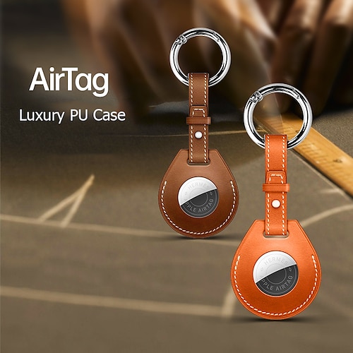 

PU Leather Key Ring Protective Case for Apple Airtags Hangable Keychain Locator Tracker Cover Anti-scratch Anti-lost Device For Air tags